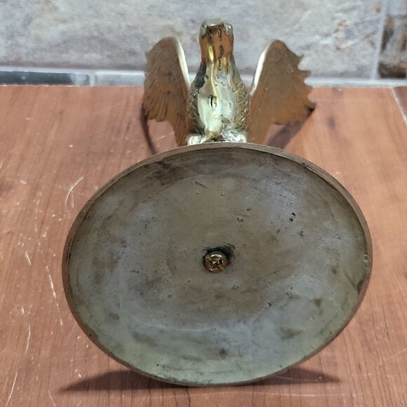 Vintage Solid Brass Eagle in Flight Bird Sculpture American Bald Eagle Perched o - Picture 5 of 14